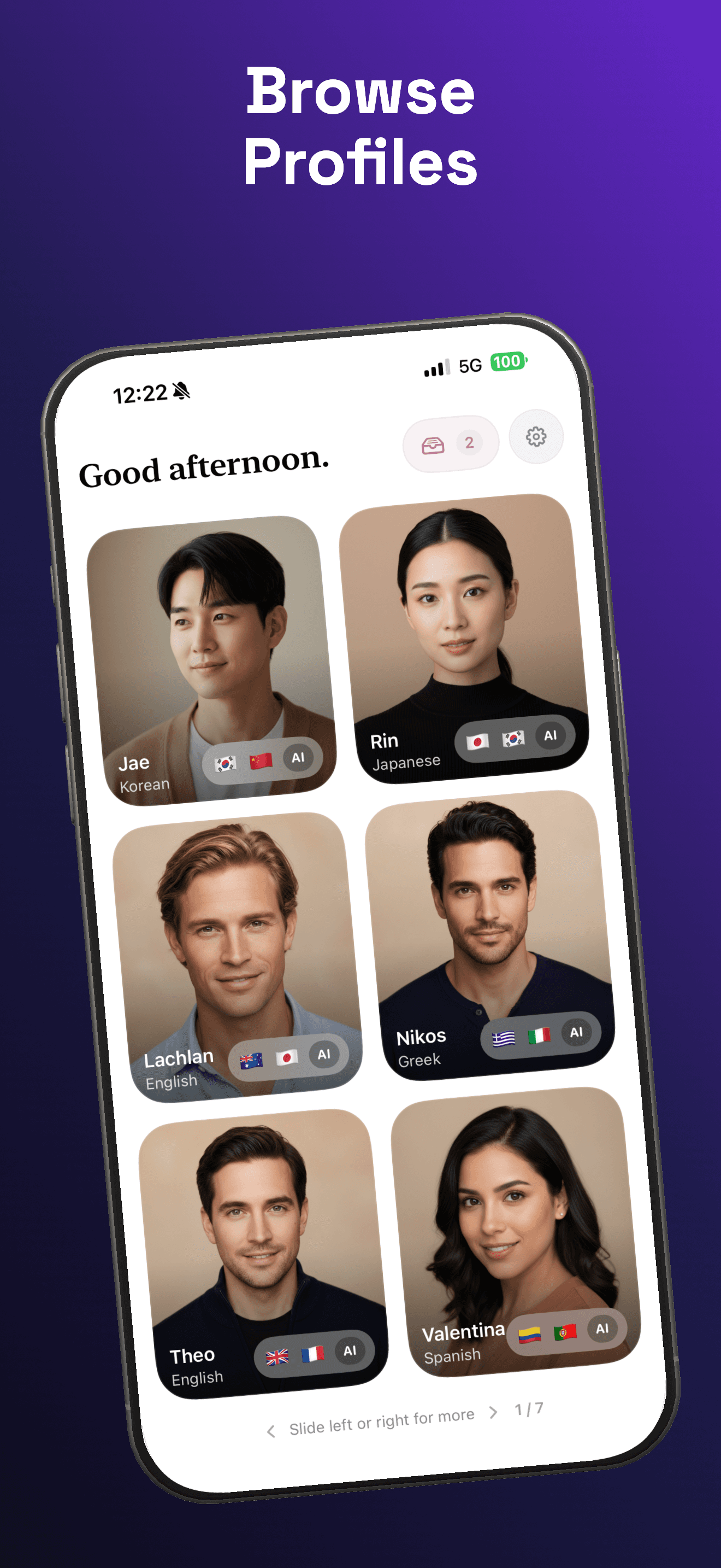 ai.boo App Store screenshot showing the 42 companion profile roster.
